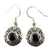 [Q9885] - Handmade Silver 'Heaven' Black Silver Earrings - 16x16 Mm