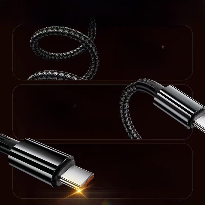Плетеный кабель для зарядки Type-C 100 Вт/66 Вт для телефонов Apple, Huawei, Honor, Vivo