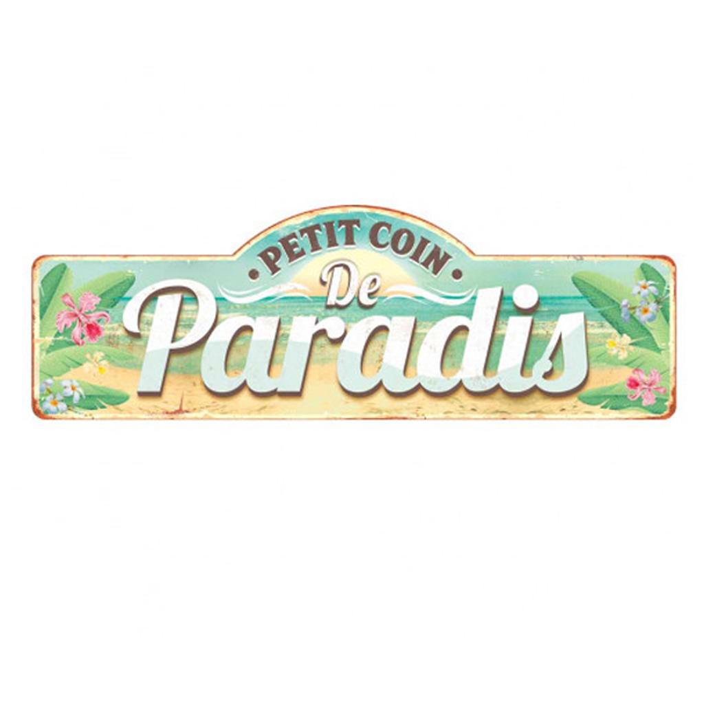 Les Trésors De Lily [A1352] - XXL Metal Plaque 'Little Corner of Paradise' Turquoise - 90x30 Cm