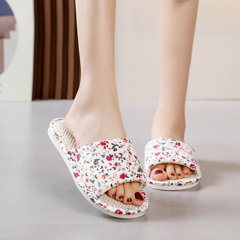 Бесшумные льняные сандалии: Нескользящая домашняя обувь из хлопка и льна для пар - толстая подошва, дезодорирующие, летние тапочки унисекс