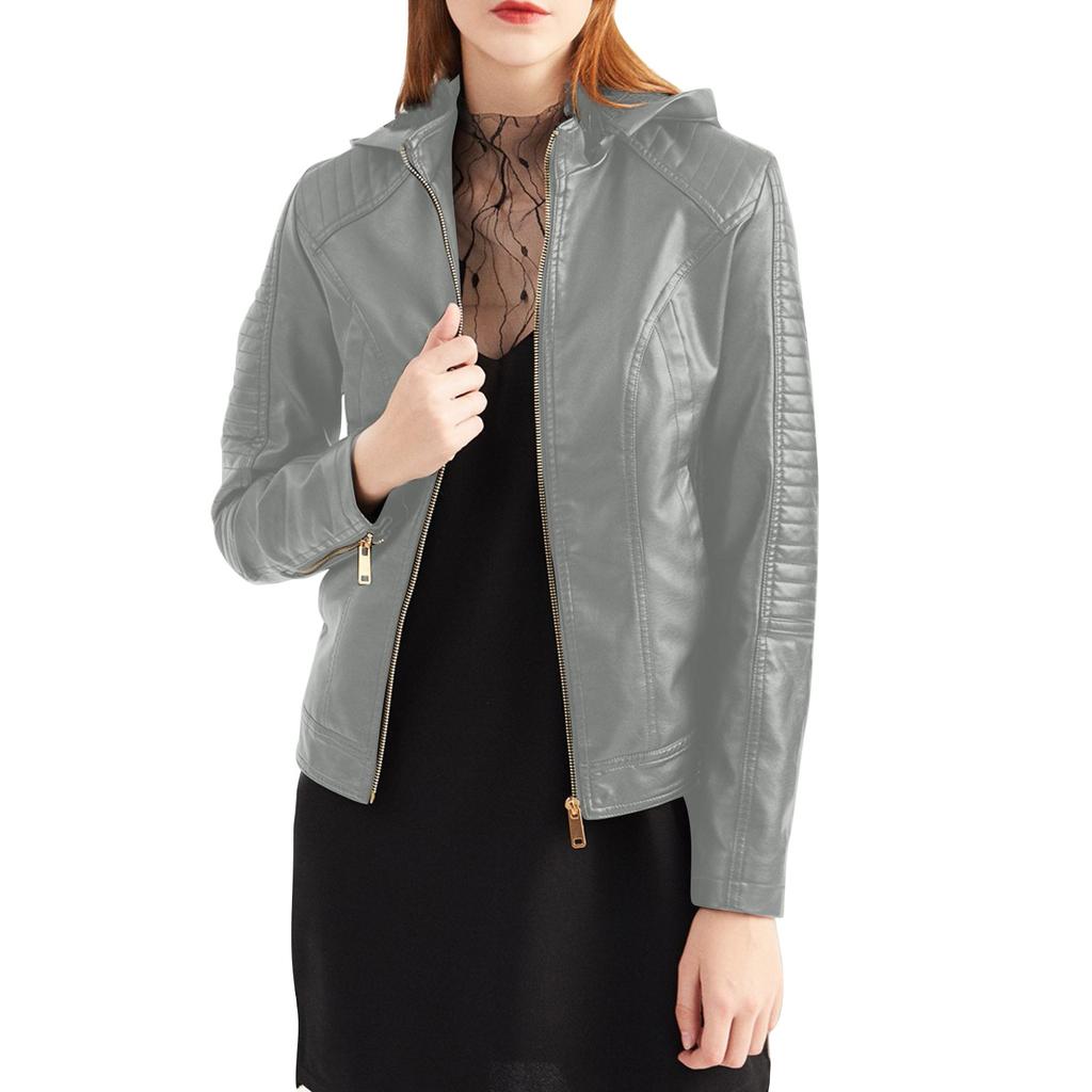 Женская кожаная куртка с капюшоном, короткая куртка на осень и зиму, теплая повседневная куртка