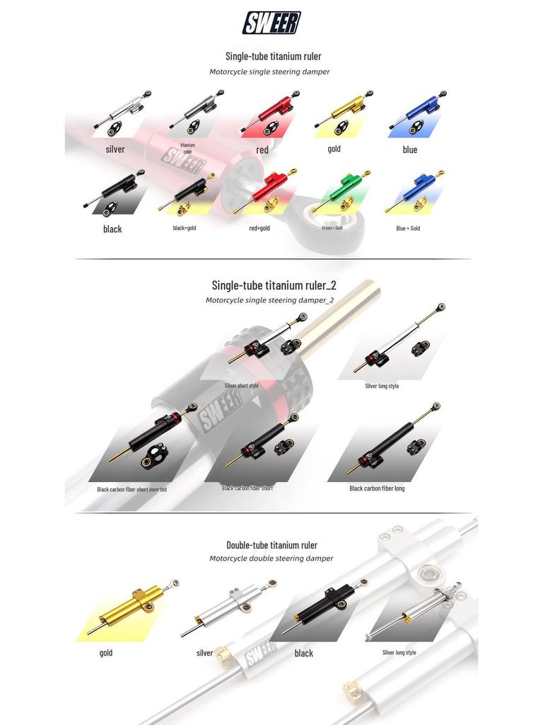 Universal Titanium Adjustable Steering Damper Stabilizer - Anodized Black