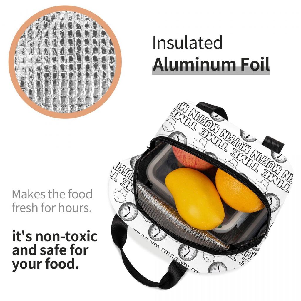 It Is Muffin Time (With Text) Insulated Lunch Bag for Kids School Cooler Thermal Food Box Tote Portable Lunch Boxes Container