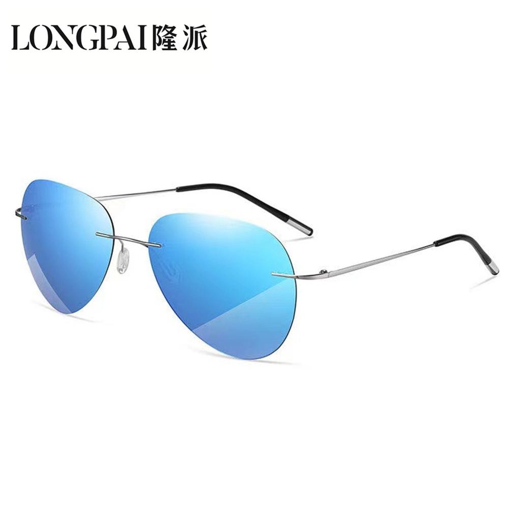 Сверхлегкие солнцезащитные очки без оправы из титанового сплава для мужчин, очки-жабы для вождения, поляризованные, меняющие цвет очки для пилотов