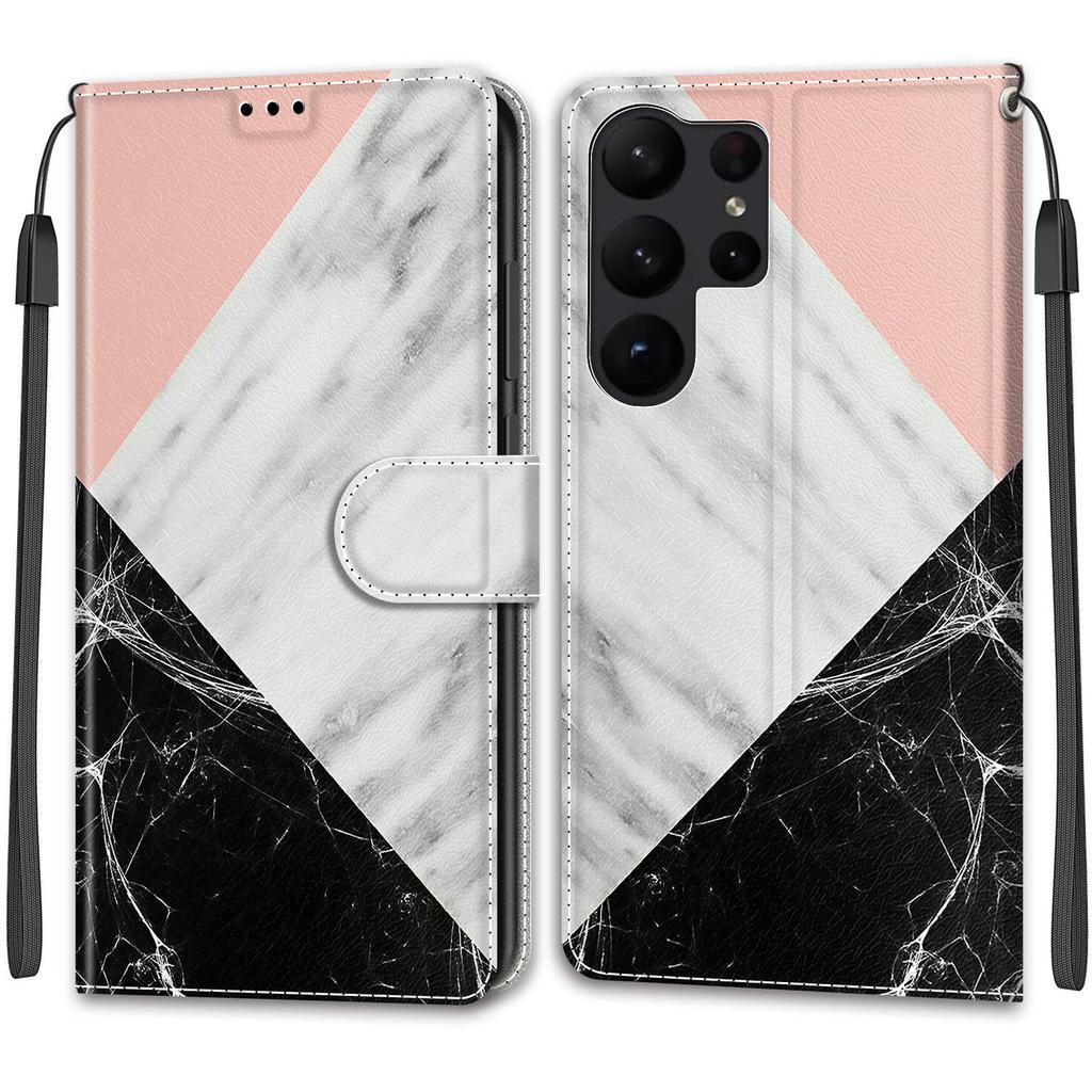 Luxury Painted Leather Case Wallet Book Style Protective Cover for Samsung Galaxy S25 S24 S23 S22 S21 Ultra Plus S24FE S23FE S20 S10 S9 S8 S7