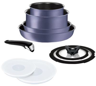 Набор сковород Tefal, совместимый с индукционными плитами, Neo IH Serenade Excellence Set, покрытие Titanium Excellence, L66491, со съемной ручкой, 9 предметов "Ingenio 9" 6-слойный