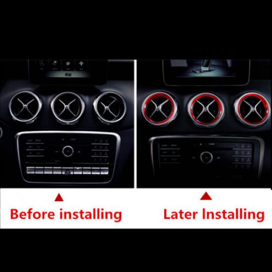 Set Car Front Center Sider AC Air Vent Cover Decoration For Benz A B CLA GLA 14