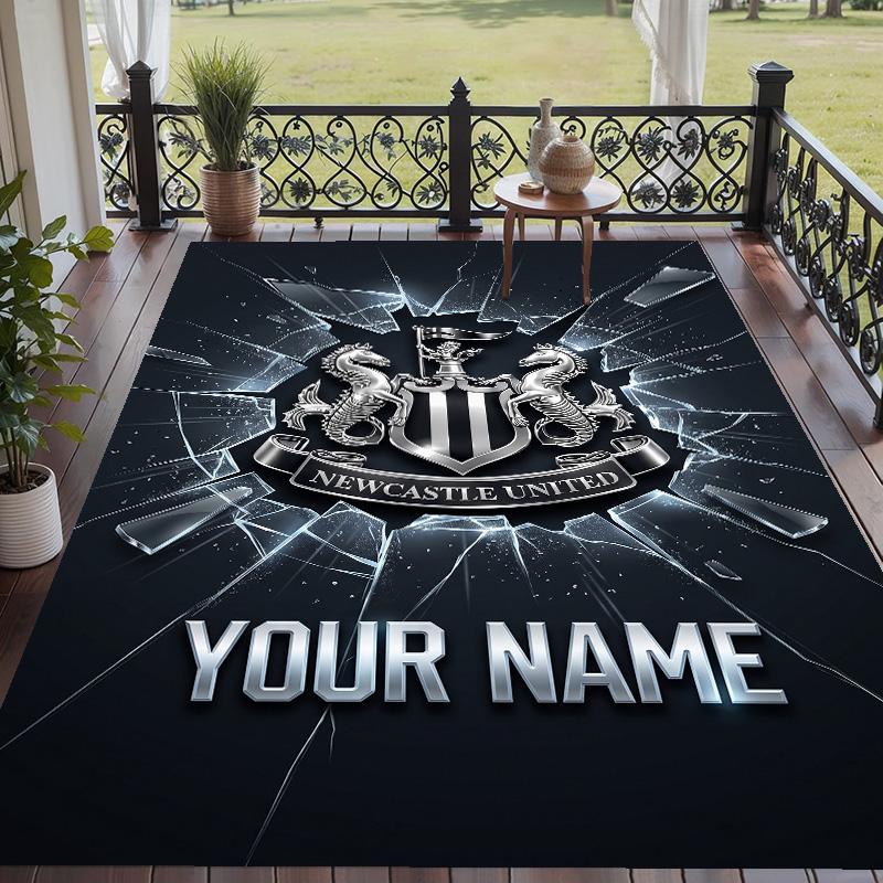 Custom Text Printed Rug Newcastle United FC Non Slip Floor Carpet For Home Room Decor