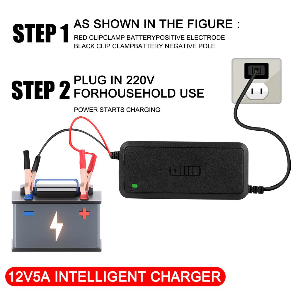3-х ступенчатая свинцово-кислотная AGM GEL зарядка аккумуляторов полностью автоматическая автомобильная зарядка аккумуляторов 12 В 5 А интеллектуальная быстрая зарядка