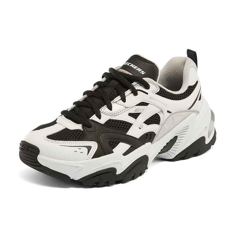 Skechers Stamina V2 Функциональные Ретро Износостойкие Увеличенная Высота Низкие Папины Кроссовки Женская кепка Черный Белый 149514-WBK