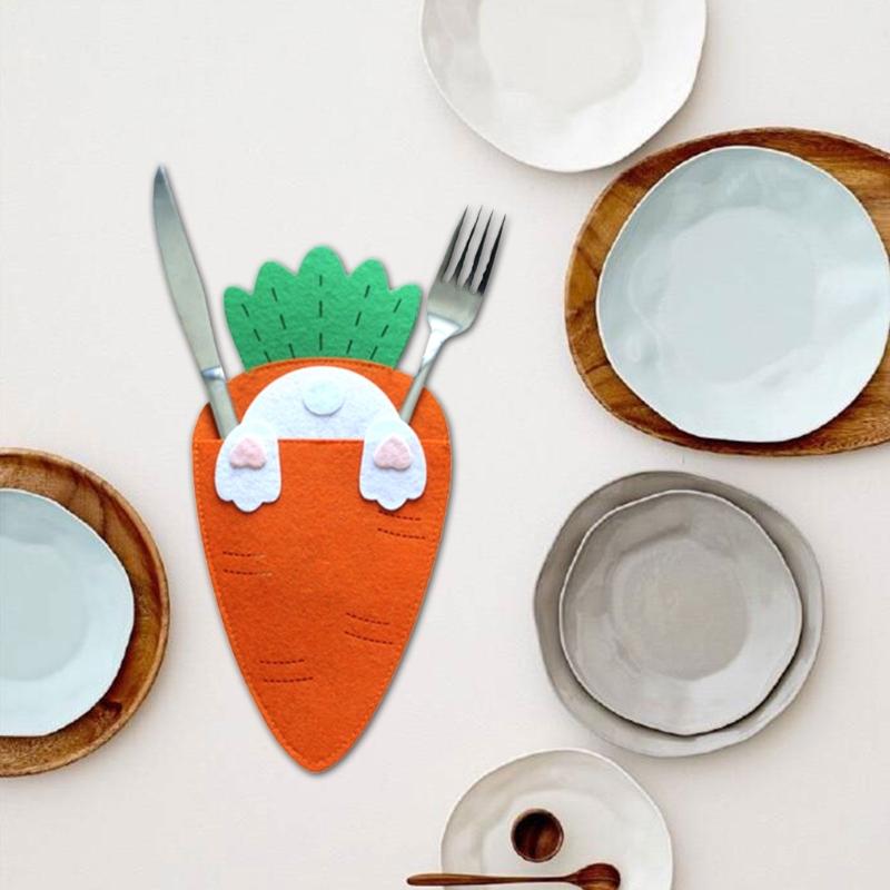 6 шт. Easter Carrot Utensils Pouches Идеально подходят для добавления веселья на праздничные собрания и улучшения обеденного опыта