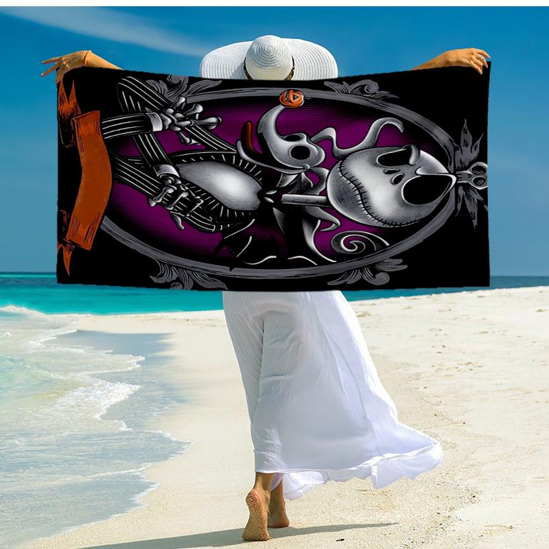 Ultra-Soft Beach Towel with The Nightmare Before Christmas Theme,Ideal for Pool - Camping, Diving - Perfect Travel Essential, Vibrant Beach Towel.