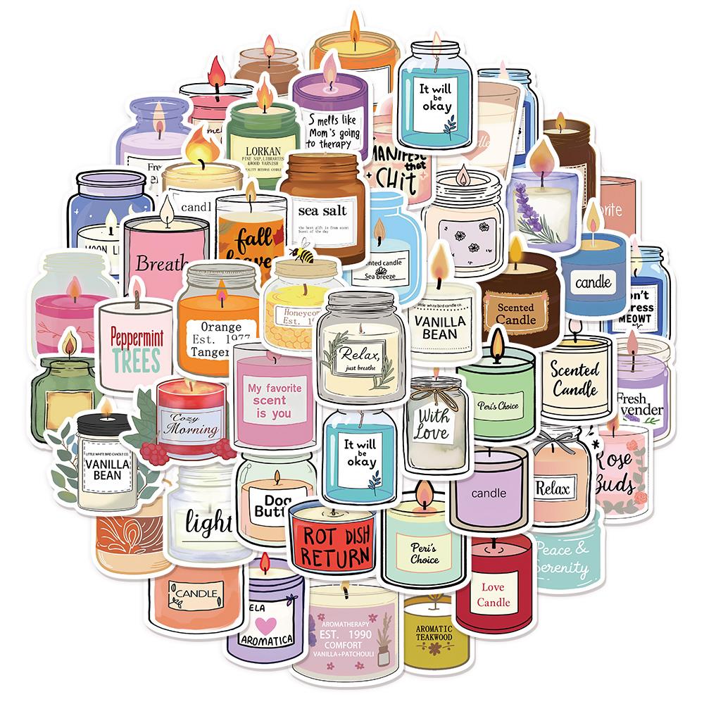 50PCS Candle Aromatherapy Graffiti Sticker DIY Handbag Luggage Skateboard Water Cup Notebook Waterproof Sticker