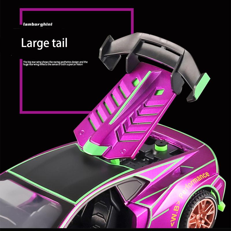 1/24 масштаб Lambo, литая под давлением модель автомобиля, игрушечный автомобиль с откатным механизмом, звуковым светом и распылителем для детей, коллекция подарков для мальчиков и девочек