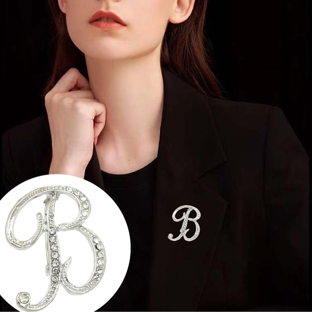 English Letter Brooch With Water Filled Diamond Alloy Chest Flower, Clothing Accessory Pin