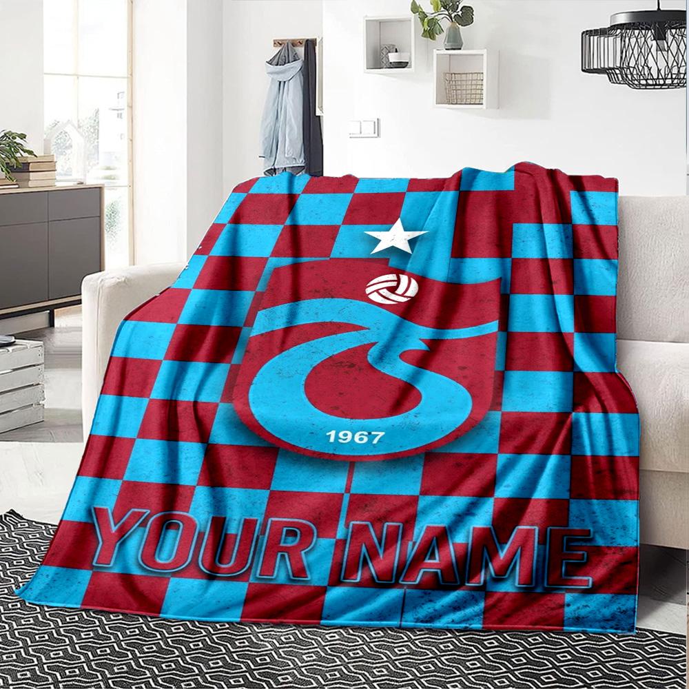 Name Custom Trabzonspor Logo Print Flannel Blanket High Quality Warm Comfortable Cover for All Seasons Perfect for Gifts Home Decor