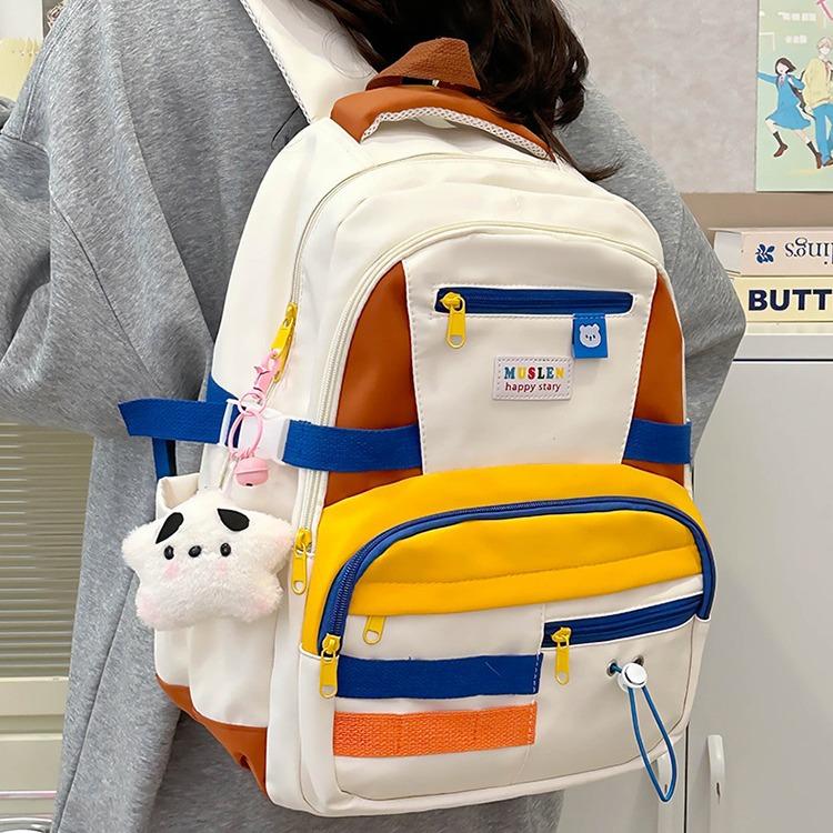 New Japanese Ins Schoolbag Female Mori Contrasting Color Primary and Secondary School Student Leisure Backpack College Style Student Backpack