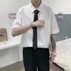 Мужская белая повседневная рубашка с коротким рукавом в корейском стиле - Свободный крой, Модный стиль Гонконга, Студенческая классная форма
