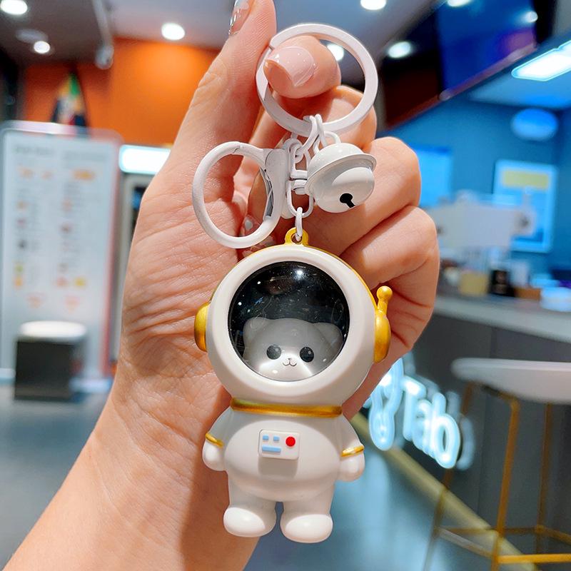 Glowing Astronaut Bear Night Light Keychain - Cute Doll Pendant for School Bags