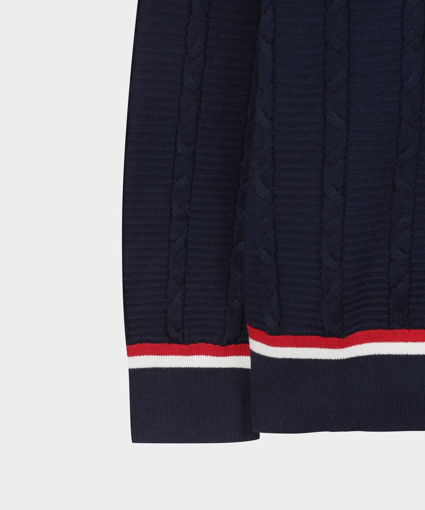 BROOKS BROTHERS Tennis V-Neck Cable Sweater (Navy) (Bbwnmmg101)