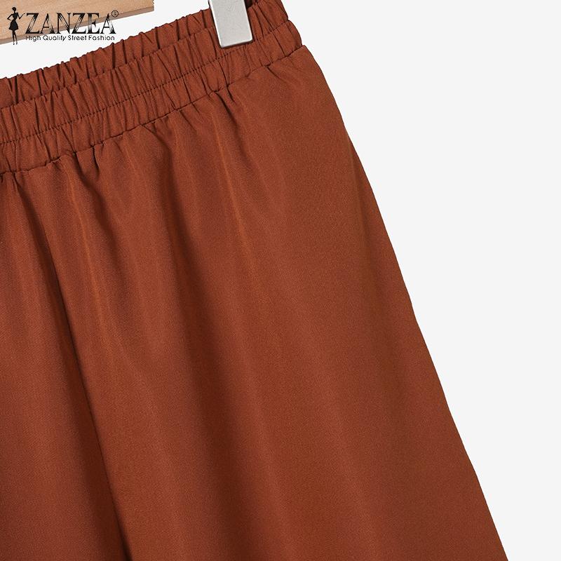 ZANZEA Women Print Blouse and Pants Summer Two Piece Suit Sets