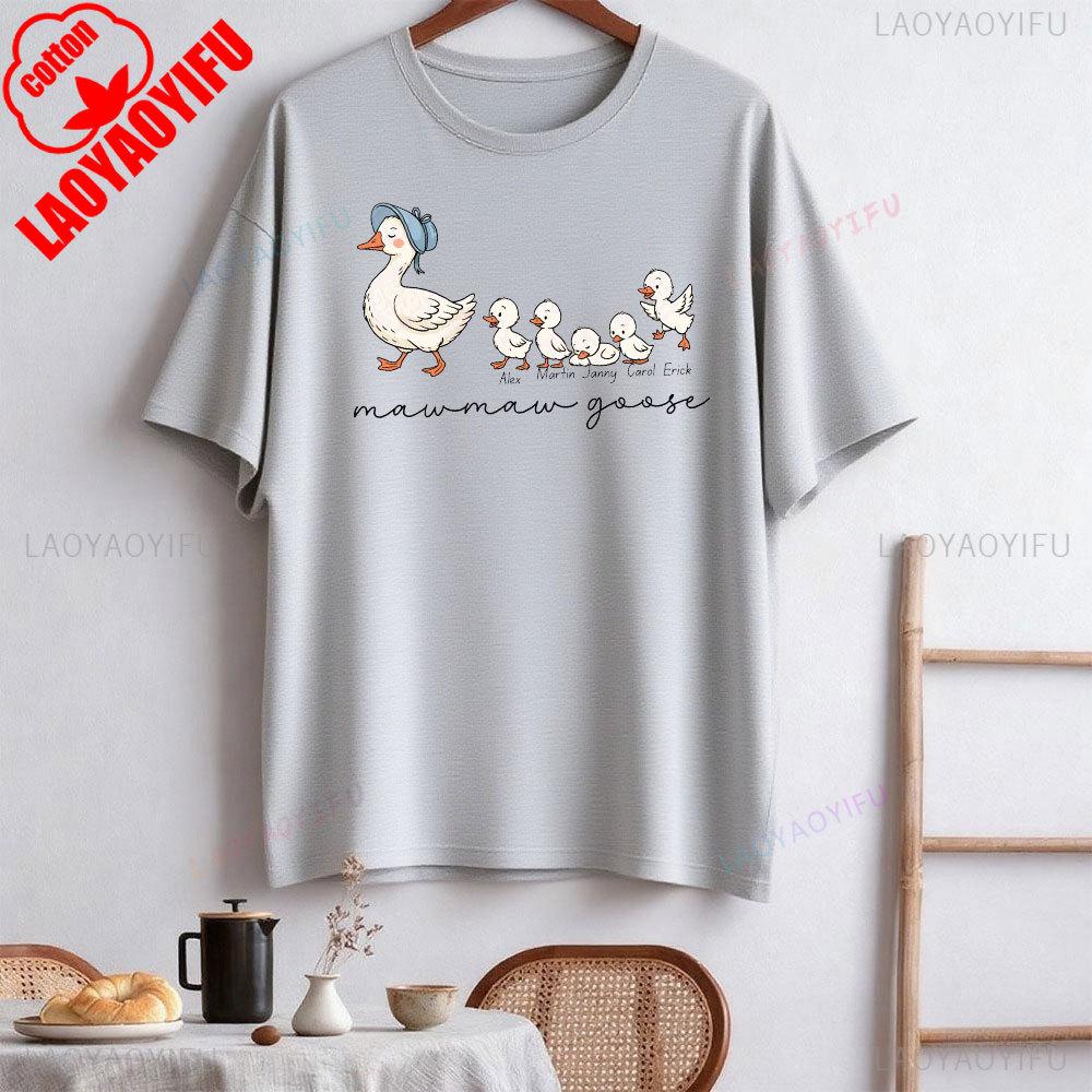 Goose Shirt Grandma Shirt Goose Retro Gift Short-sleeve O-neck Streetwear Classic Pattern High Quality Cotton Tees Streetwear