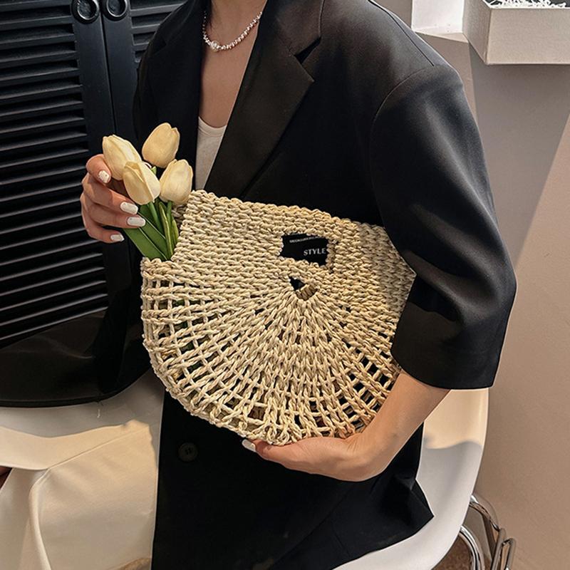 Yogodlns Богемная пляжная сумка большой вместимости, женская соломенная сумка, стильная сумка из натуральной травы, дизайнерская женская сумка-корзина ручной работы, сумка через плечо