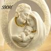 Warm Family Atmosphere Gift Holy Figurine Ornament, Modern Hollow Water Drop Resin Statue, Western Style Religious Tabletop Sculpture for Home