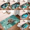 Realistic 3D Cute Otter Pool Door Mat, Fierce Crocodile Shark Tiger Pattern Anti-Slip Indoor Carpet for Hallway Balcony Kitchen