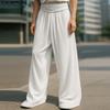 Men High Elastic Waist Casual Loose Texture Long Pants Trousers