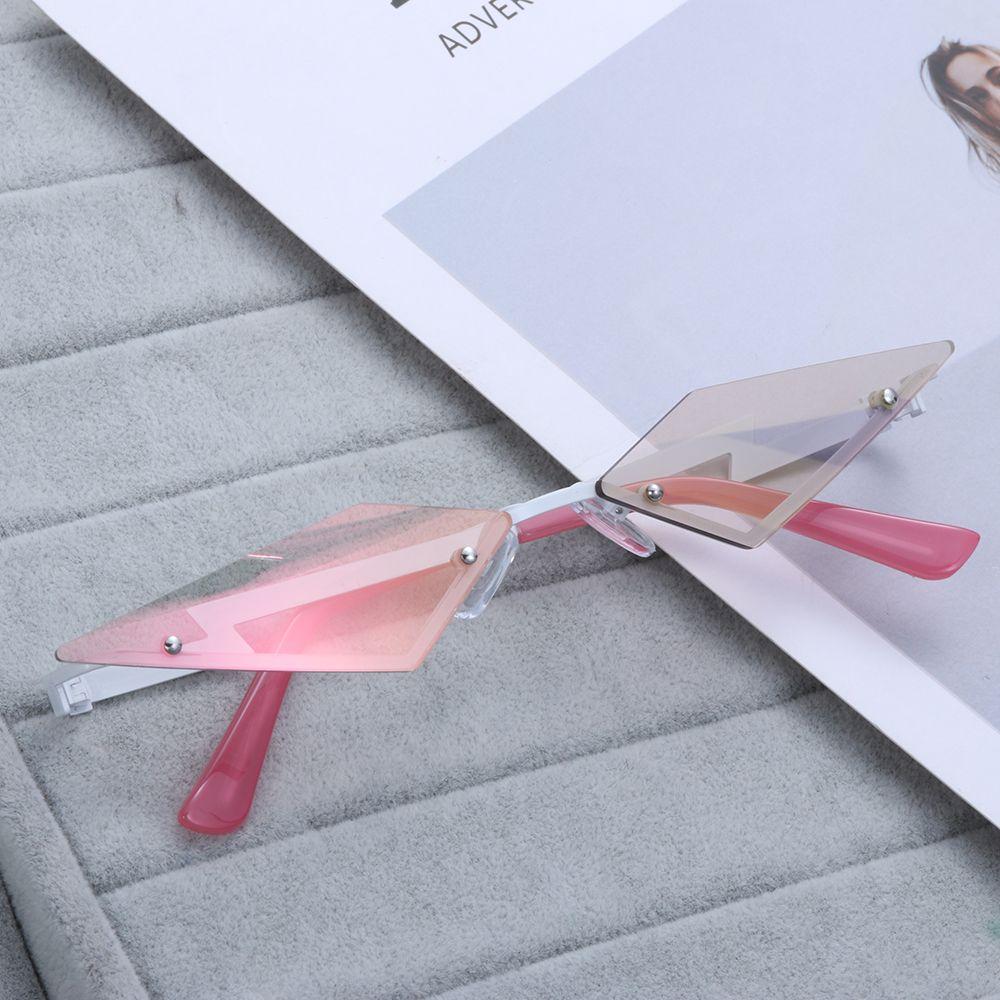 Ladies Eyewear UV400 True Film Lens Diamond Shape Fashion Women Sunglasses Rimless Sun Glasses