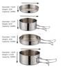 Uncoated Outdoor Frying Pan Set Stainless Steel Picnic Bowl Pot Set  Backpacking