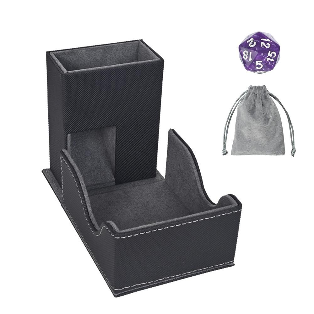 Portable Foldable Dice Roller Tower with Bag PU Leather Dice Tower Special Design Convenient Dices Box for RPG Table Top Gaming