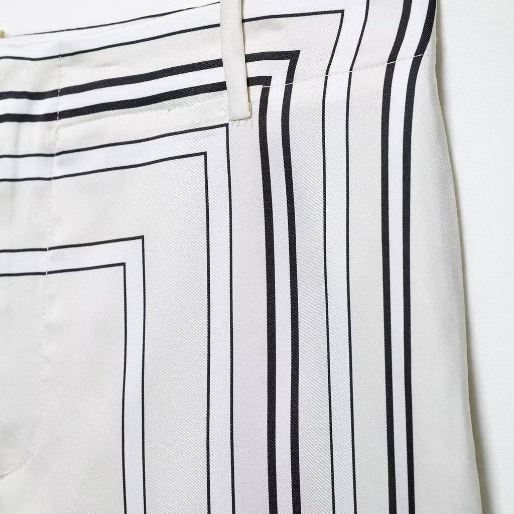 Женский летний костюм-двойка 2025: Универсальная рубашка с принтом и повседневные широкие брюки