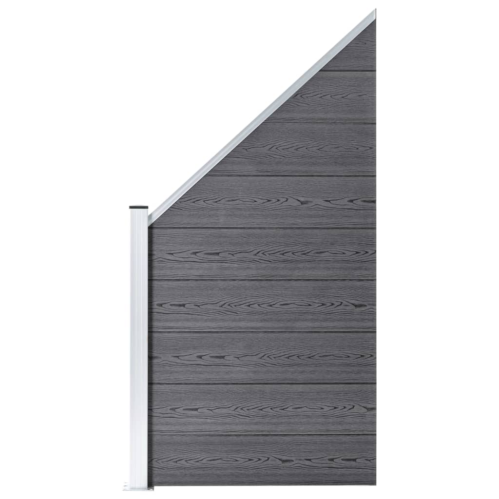 WPC Fence Set: 9 Square Panels + 1 Diagonal Panel 1657 x 186 cm Grey