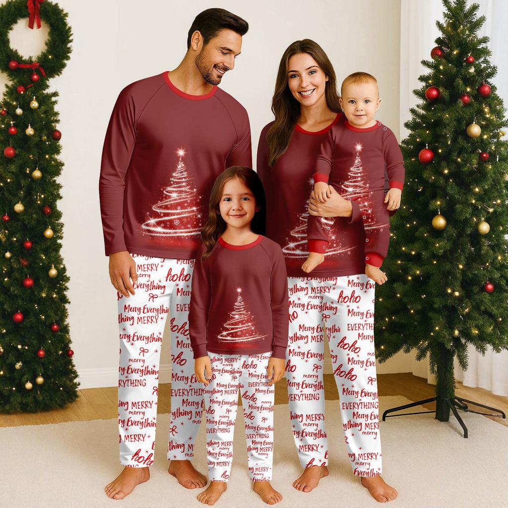 Christmas Day 3D Prints Family Matching Long Sleeve Tops+Pants Set Family Matching Sets