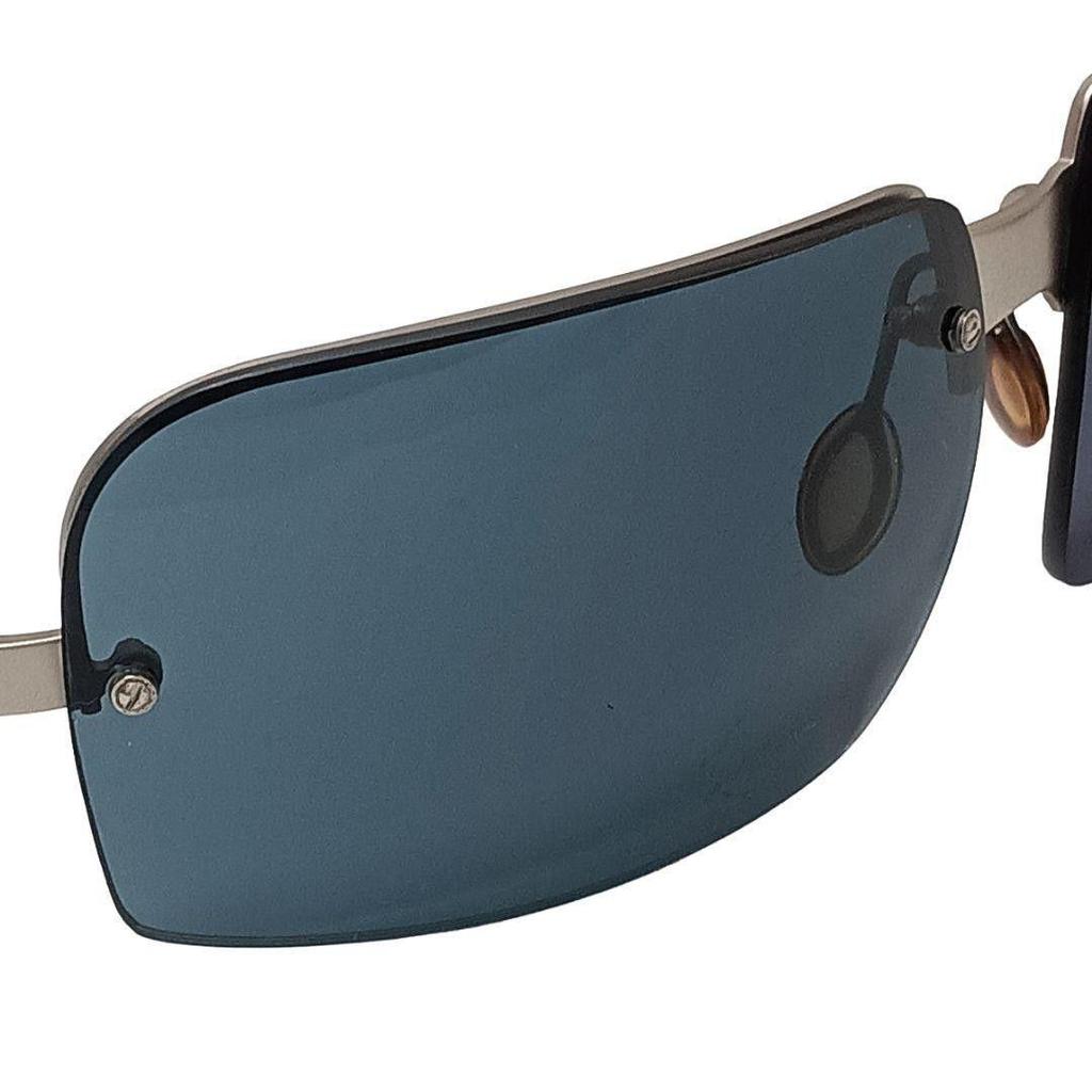 Used PRADA sunglasses silver clear navy half rim ladies men unisex unisex