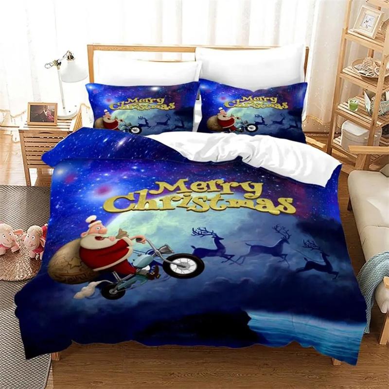 Christmas Duvet Cover Set Santa Claus Printed Bedding Set Twin Size For Child Kids Adult New Year Gift Polyester Bedclothes