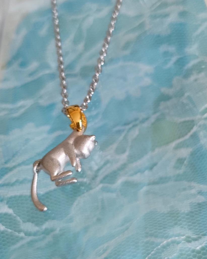 Цумамаре Кошка Ожерелье Серебряный Кот Животное Аксессуар Милый Подарок На День Рождения Мужчины Женщины Кошка Дамы Мужской