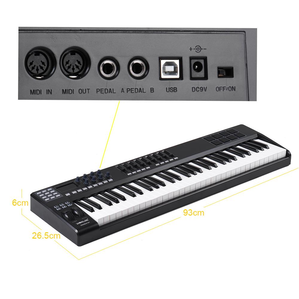 WORLDE PANDA61 Portable 61-Key USB MIDI Keyboard Controller 8 RGB Colorful Backlit Trigger Pads