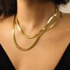 Двухслойная змеиная кость модная и популярная простой дизайн 18K позолоченная титановая сталь ожерелье темперамент универсальное ожерелье