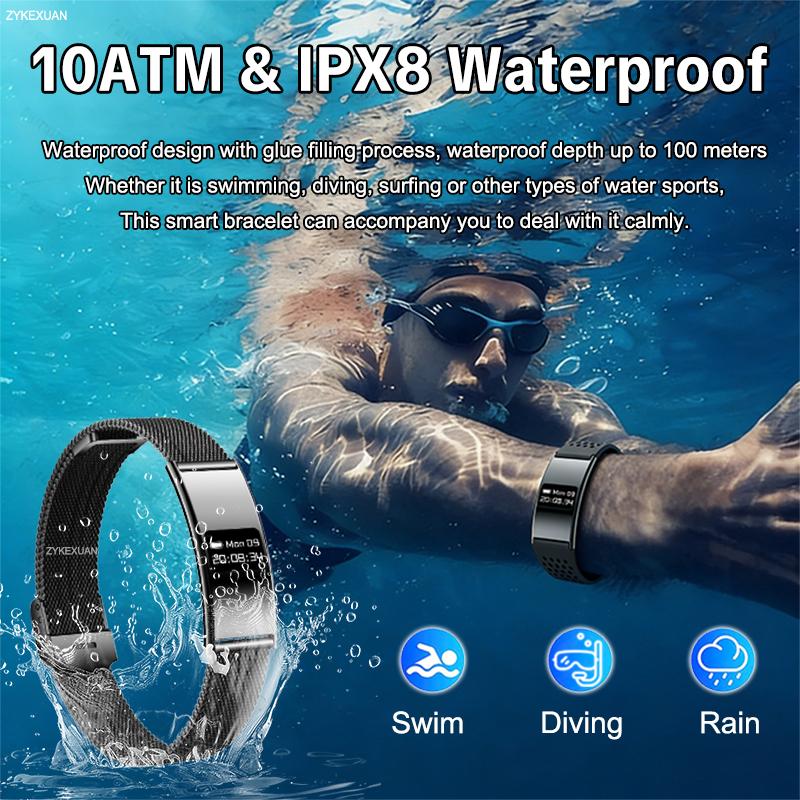 New Smart Bracelet Men Fitness Tracker IPX8 Waterproof Heart Rate Sleep Monitor Outdoors Sports Smartwatch Band For Android IOS