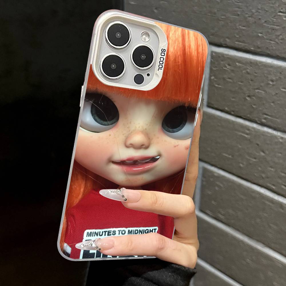 Japanese Korean Retro Doll Dark Baby Art Cover For iPhone 17Air 16 15 14 13 12 11 Pro Max X XS XR Plus Color Silver Phone case
