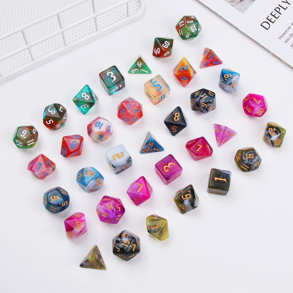 7pcs/set Gift Multi Sides Toy Dices Game Accessory Dice Set Glitter