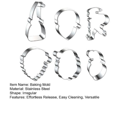 Santa Claus Cookie Cutters Stainless Steel Baking Mold for DIY Christmas Cookies Cakes Non-Stick Holiday Baking Tool