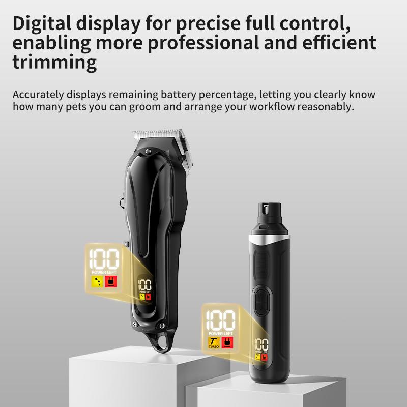 Professional Low Noise Dog Hair Clipper Kit Cat Paw Shaver Small Animal Nail Grinder Rechargeable Pet Grooming Machine