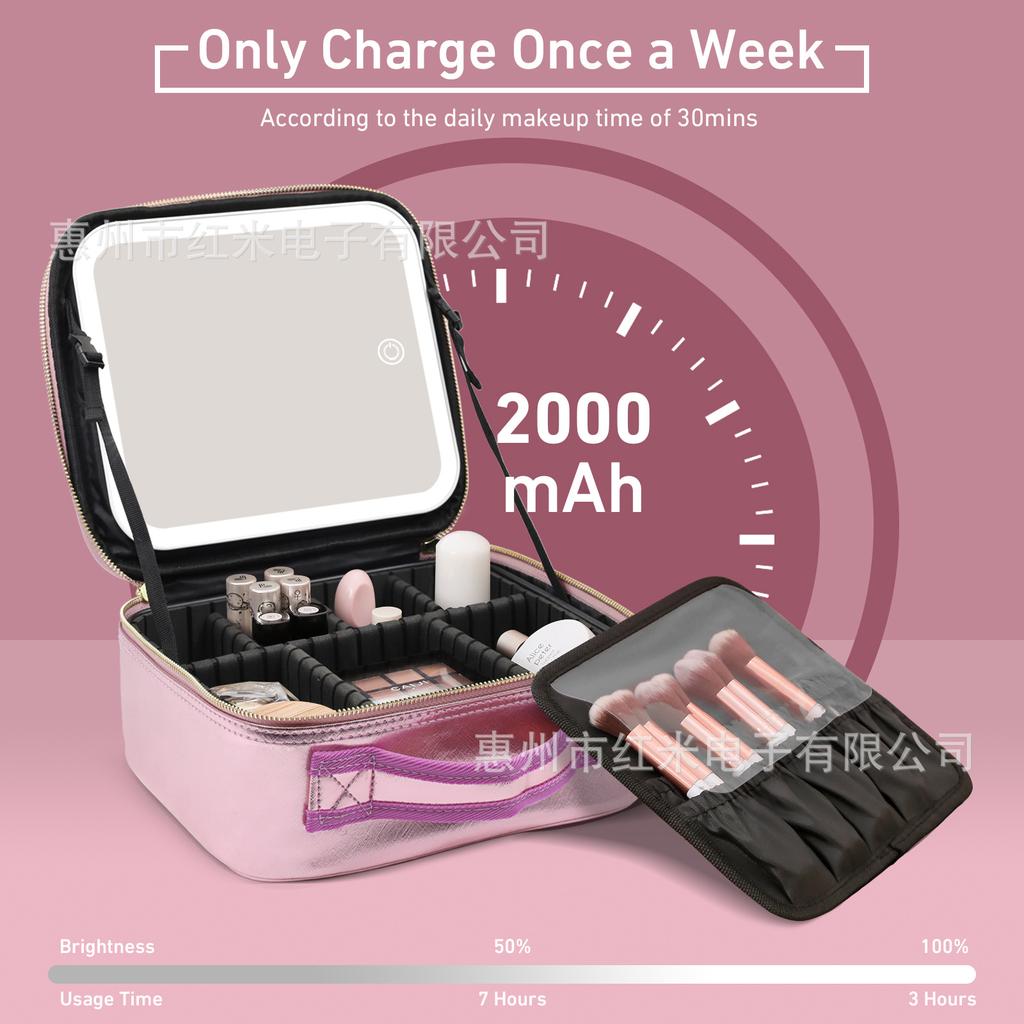 Новая умная косметичка со светодиодной подсветкой и большим зеркалом, водонепроницаемый дорожный косметичка из искусственной кожи для женщин