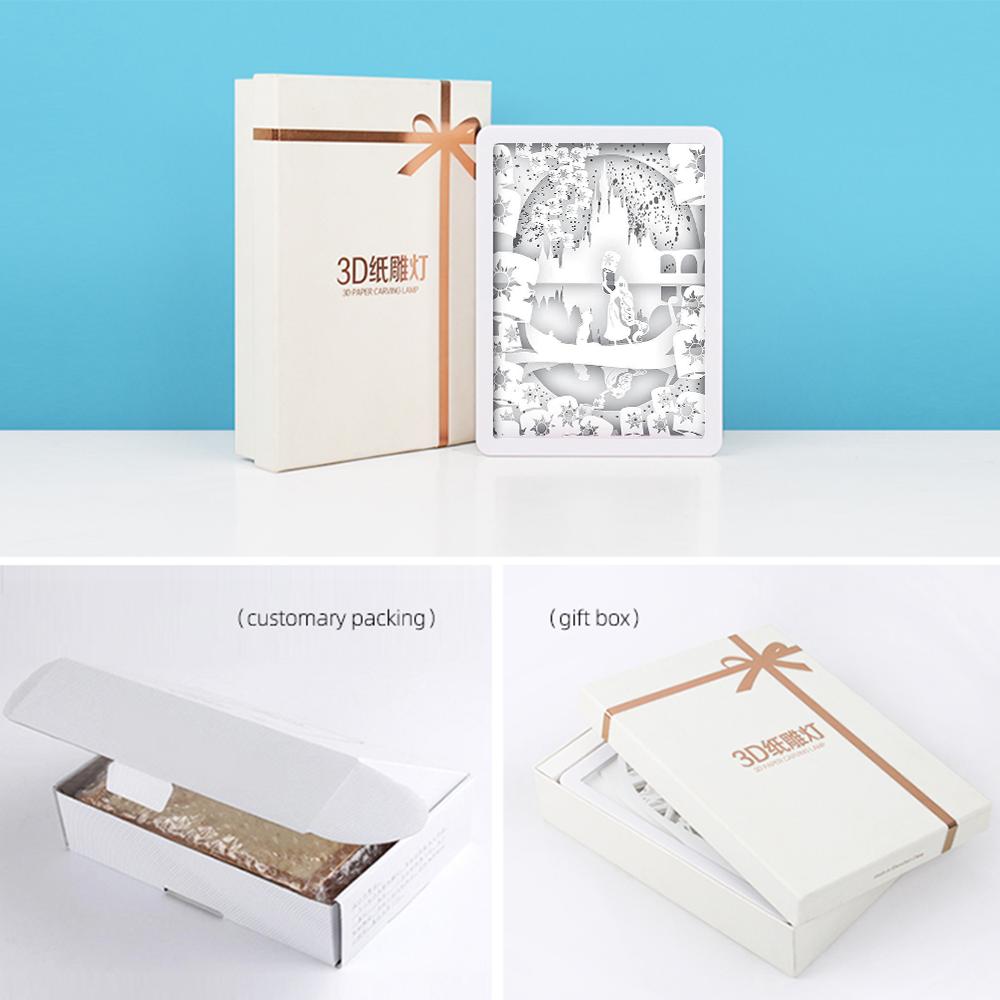 Аниме световой короб 3D светодиодный ночник принцесса Diy вырезанная из бумаги теневая коробка световая рамка картина атмосфера свет декор комнаты детский подарок