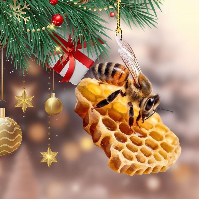 Очаровательный мультяшный акриловый кулон в виде пчелы и сот, идеально подходящий для автомобильных аксессуаров и подарков