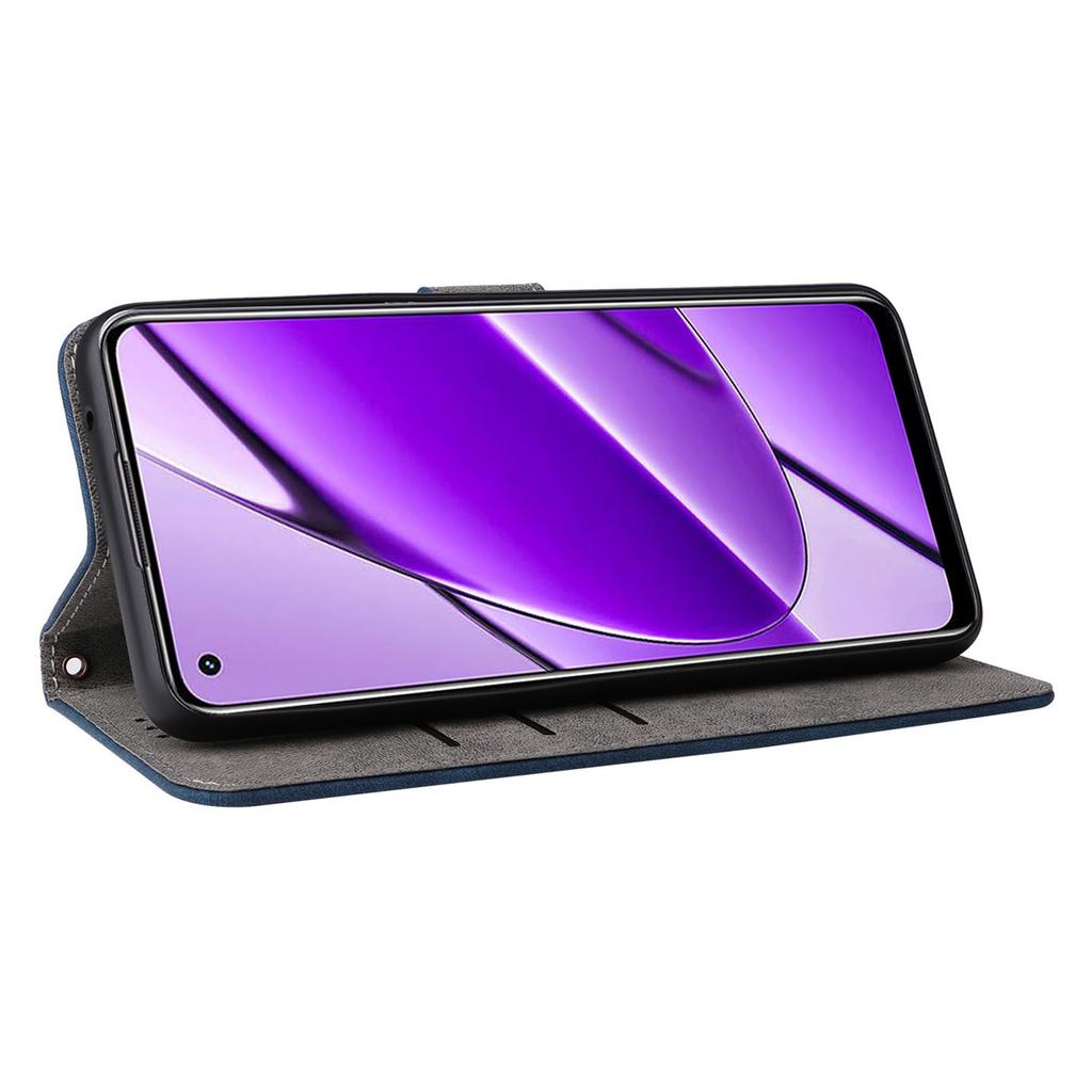 For Realme 11 4G (159.9x73.3x7.95mm) RFID Blocking Phone Case PU Leather Magnetic Flip Folio Cover